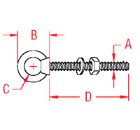 Heavy Duty Special Eye Bolt Line Drawing